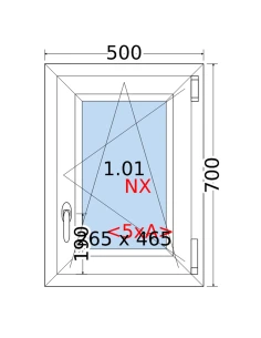 Kunststofffenster PVC Fenster 50 x 70 cm DREH/KIPP Rehau Synego 2