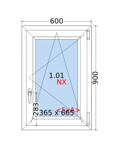 Kunststofffenster PVC Fenster 60 x 90 cm DREH/KIPP Rehau Synego 2