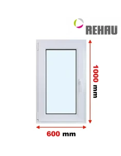 Kunststofffenster PVC Fenster 60 x 100 cm DREH/KIPP Rehau Synego
