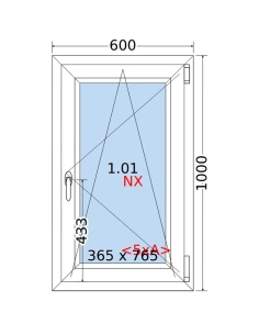 Kunststofffenster PVC Fenster 60 x 100 cm DREH/KIPP Rehau Synego 2