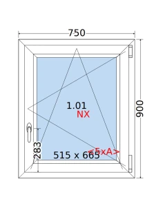 Kunststofffenster PVC Fenster 75 x 90 cm DREH/KIPP Rehau Synego 2