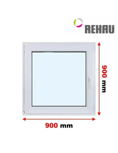 Kunststofffenster PVC Fenster 90 x 90 cm DREH/KIPP Rehau Synego