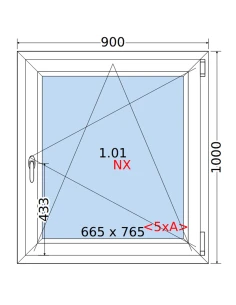 Kunststofffenster PVC Fenster 90 x 100 cm DREH/KIPP Rehau Synego 2