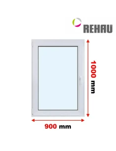 Kunststofffenster PVC Fenster 90 x 100 cm DREH/KIPP Rehau Synego