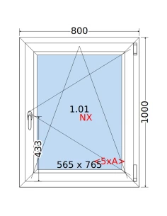 Kunststofffenster PVC Fenster 80 x 100 cm DREH/KIPP Rehau Synego 2