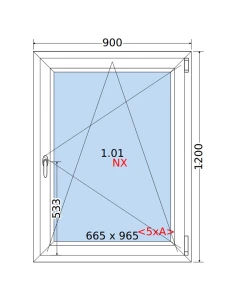 Kunststofffenster PVC Fenster 90 x 120 cm DREH/KIPP Rehau Synego 2