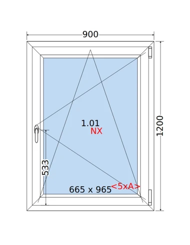 Kunststofffenster PVC Fenster 90 x 120 cm DREH/KIPP Rehau Synego