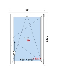 Kunststofffenster PVC Fenster 90 x 130 cm DREH/KIPP Rehau Synego 2