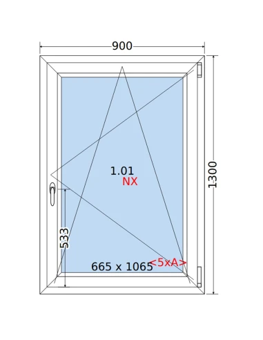 Kunststofffenster PVC Fenster 90 x 130 cm DREH/KIPP Rehau Synego