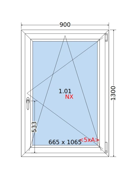 Kunststofffenster PVC Fenster 90 x 130 cm DREH/KIPP Rehau Synego