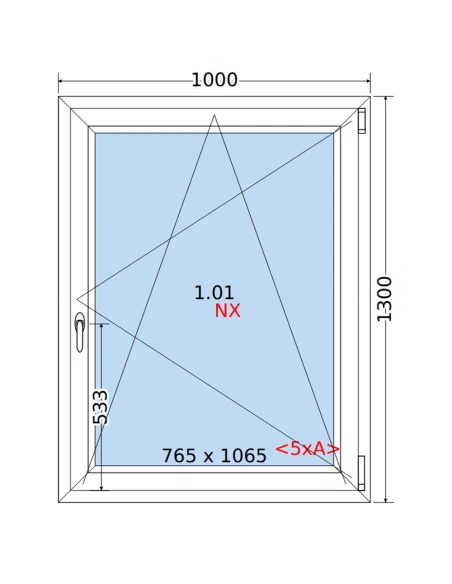 Kunststofffenster PVC Fenster 100 x 130 cm DREH/KIPP Rehau Synego