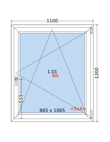 Kunststofffenster PVC Fenster 110 x 130 cm DREH/KIPP Rehau Synego