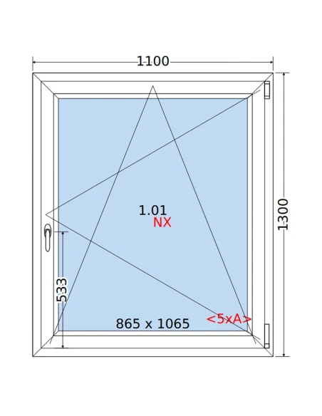 Kunststofffenster PVC Fenster 110 x 130 cm DREH/KIPP Rehau Synego