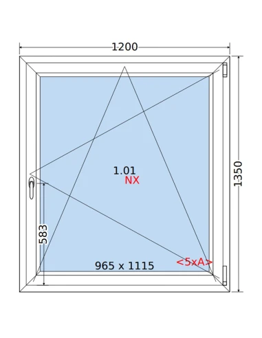 Kunststofffenster PVC Fenster 120 x 135 cm DREH/KIPP Rehau Synego