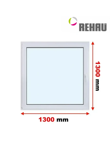 Kunststofffenster PVC Fenster 130 x 130 cm DREH/KIPP Rehau Synego