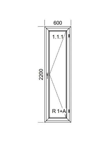 Kunststoff Balkontür PVC 60 x 220 cm DREH Aluplast Ideal 4000