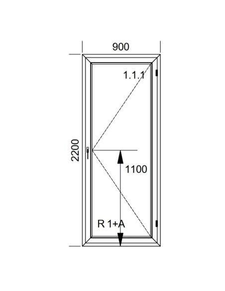 Kunststoff Balkontür PVC 90 x 220 cm DREH Aluplast Ideal 4000