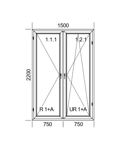 Kunststoff Balkontür PVC 150 x 220 cm DREH + DREH/KIPP Aluplast Ideal 4000