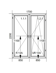 Kunststoff Balkontür PVC 170 x 220 cm DREH + DREH/KIPP Aluplast Ideal 4000 2