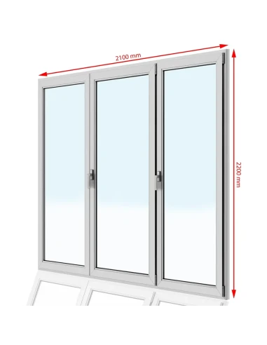 Kunststoff Balkontür PVC 210 x 220 cm DREH + DREH/KIPP + DREH Aluplast Ideal 4000
