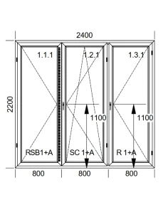 Kunststoff Balkontür PVC 240 x 220 cm DREH + DREH/KIPP + DREH Aluplast Ideal 4000 2