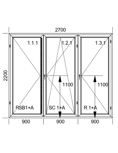 Kunststoff Balkontür PVC 270 x 220 cm DREH + DREH/KIPP + DREH Aluplast Ideal 4000