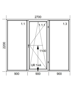Kunststoff Balkontür PVC 270 x 220 cm FIX + DREH/KIPP + FIX Aluplast Ideal 4000 2