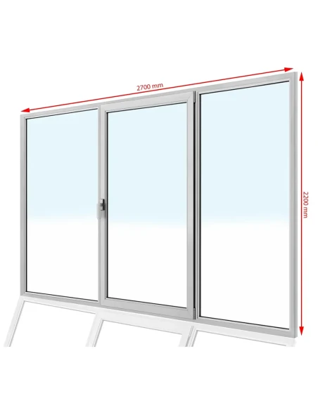 Kunststoff Balkontür PVC 270 x 220 cm FIX + DREH/KIPP + FIX Aluplast Ideal 4000