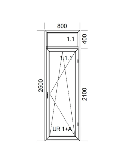 Kunststoff Balkontür PVC 80 x 250 cm FIX + DREH/KIPP Aluplast Ideal 4000