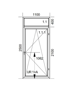Kunststoff Balkontür PVC 110 x 250 cm FIX + DREH/KIPP Aluplast Ideal 4000 2