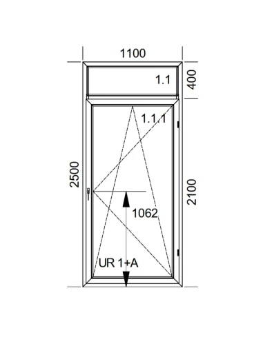 Kunststoff Balkontür PVC 110 x 250 cm FIX + DREH/KIPP Aluplast Ideal 4000