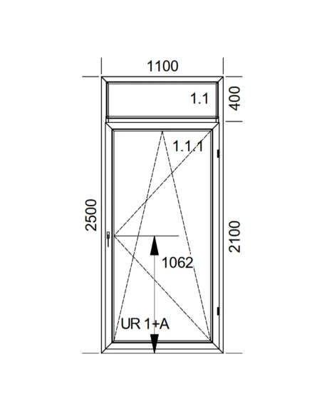 Kunststoff Balkontür PVC 110 x 250 cm FIX + DREH/KIPP Aluplast Ideal 4000