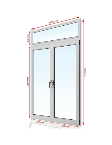 Kunststoff Balkontür PVC 150 x 250 cm FIX + DREH + DREH/KIPP Aluplast Ideal 4000