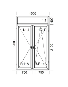 Kunststoff Balkontür PVC 150 x 250 cm FIX + DREH + DREH/KIPP Aluplast Ideal 4000 2