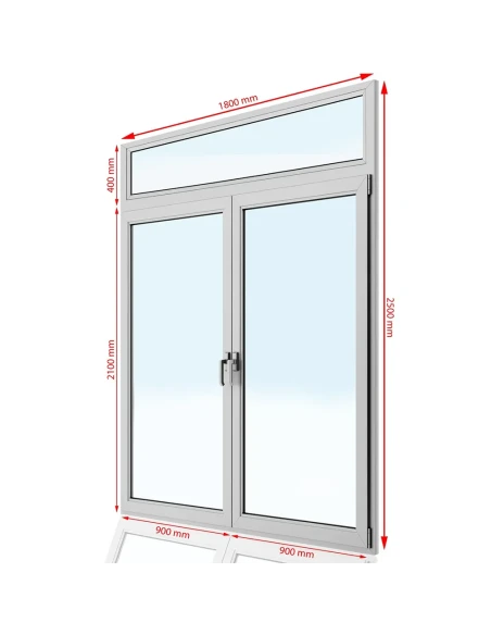 Kunststoff Balkontür PVC 180 x 250 cm FIX + DREH + DREH/KIPP Aluplast Ideal 4000