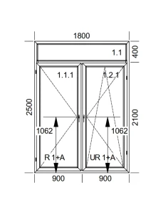 Kunststoff Balkontür PVC 180 x 250 cm FIX + DREH + DREH/KIPP Aluplast Ideal 4000 2