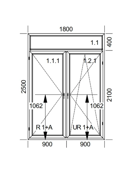 Kunststoff Balkontür PVC 180 x 250 cm FIX + DREH + DREH/KIPP Aluplast Ideal 4000