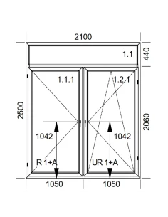 Kunststoff Balkontür PVC 210 x 250 cm FIX + DREH + DREH/KIPP Aluplast Ideal 4000 2