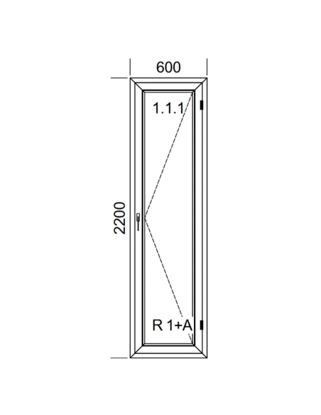 Kunststoff Balkontür PVC 60 x 220 cm DREH Aluplast Ideal 8000