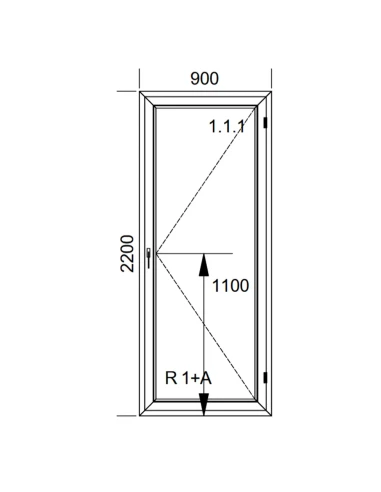 Kunststoff Balkontür PVC 90 x 220 cm DREH Aluplast Ideal 8000