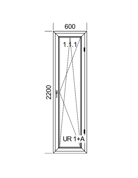 Kunststoff Balkontür PVC 60 x 220 cm DREH/KIPP Aluplast Ideal 8000