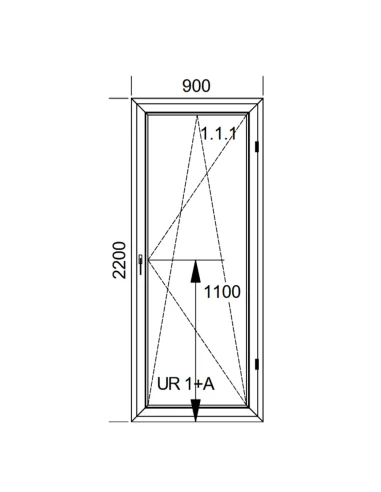 Kunststoff Balkontür PVC 90 x 220 cm DREH/KIPP Aluplast Ideal 8000