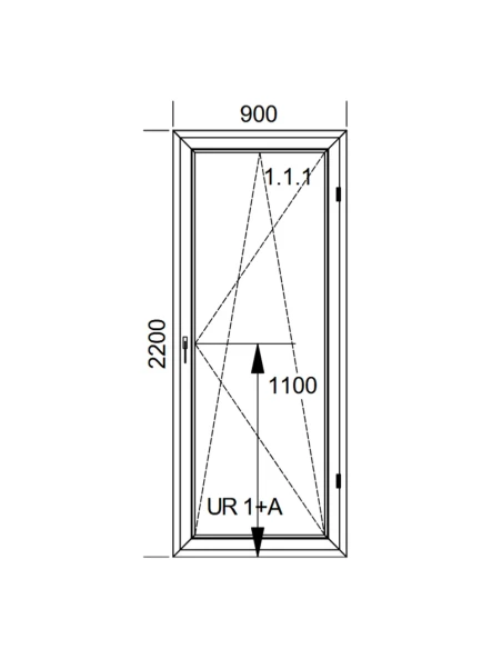 Kunststoff Balkontür PVC 90 x 220 cm DREH/KIPP Aluplast Ideal 8000