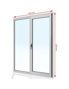 Kunststoff Balkontür PVC 150 x 220 cm FIX + DREH/KIPP Aluplast Ideal 8000