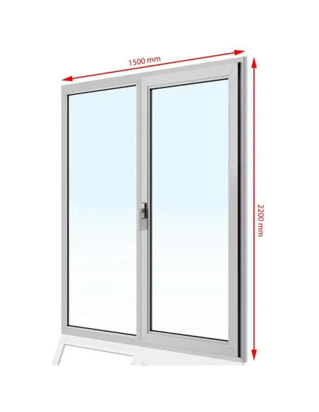 Kunststoff Balkontür PVC 150 x 220 cm FIX + DREH/KIPP Aluplast Ideal 8000