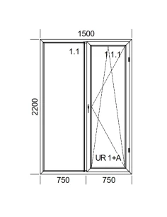 Kunststoff Balkontür PVC 150 x 220 cm FIX + DREH/KIPP Aluplast Ideal 8000 2