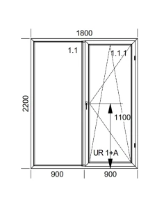 Kunststoff Balkontür PVC 180 x 220 cm FIX + DREH/KIPP Aluplast Ideal 8000 2