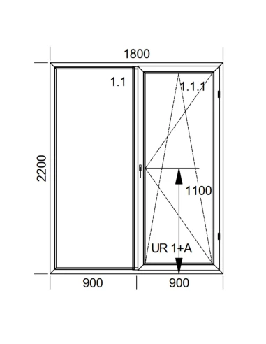 Kunststoff Balkontür PVC 180 x 220 cm FIX + DREH/KIPP Aluplast Ideal 8000