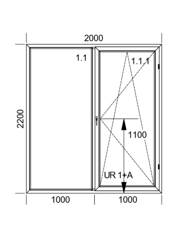 Kunststoff Balkontür PVC 200 x 220 cm FIX + DREH/KIPP Aluplast Ideal 8000