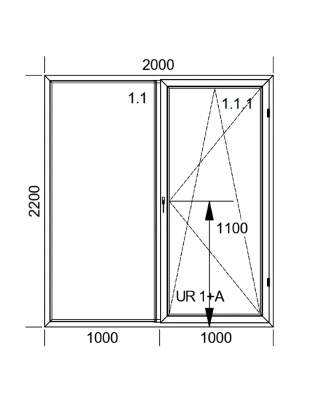 Kunststoff Balkontür PVC 200 x 220 cm FIX + DREH/KIPP Aluplast Ideal 8000